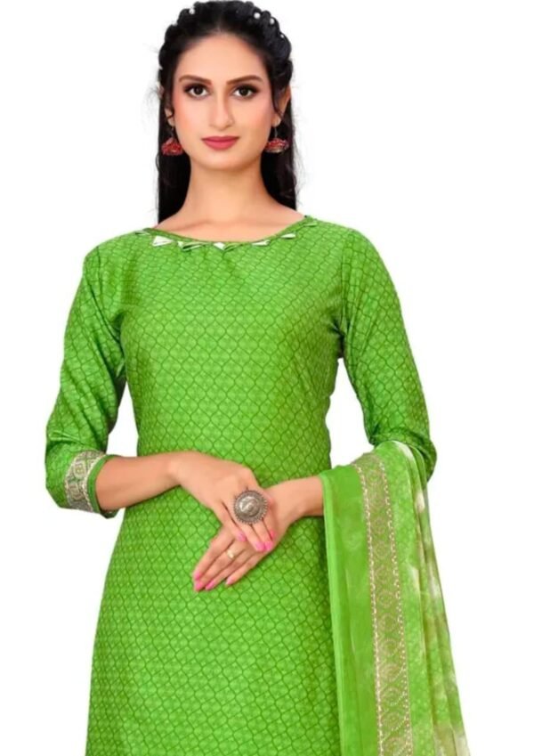 Green Printed Crepe Dress Material - Image 3