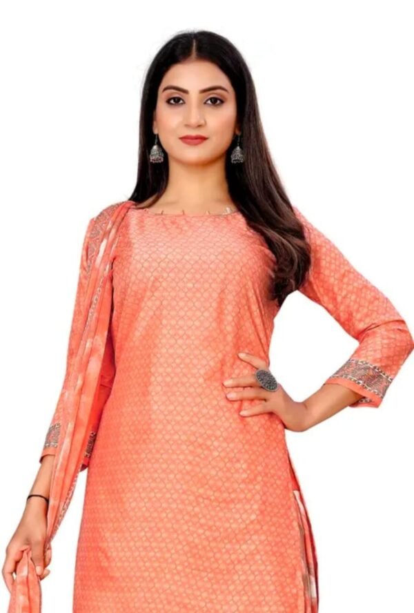 Orange Printed Crepe Dress Material