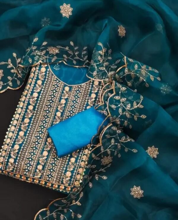 Embroidered Party Wear Dress Material (Multiple Colors) - Image 7