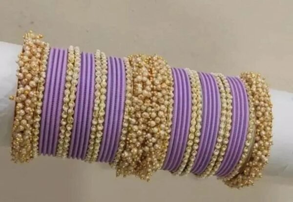 Purple Gold Plated Bangles Set for Party: Elevate Your Ethnic Wear