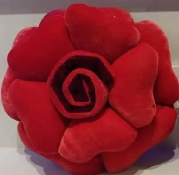 Red Velvet Rose Shape Cushion For Valentine's Day