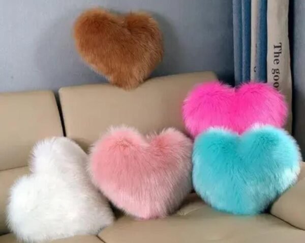 Heart Shape Soft Fur Cushions Pack of 5 - Image 4