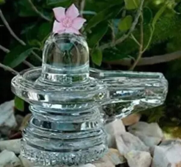 Small Crystal Shivling for Shivratri Puja - 6x5x5cm Sacred Idol