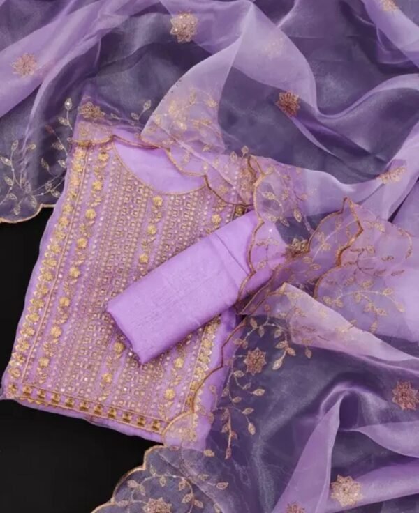 Embroidered Party Wear Dress Material (Multiple Colors) - Image 2