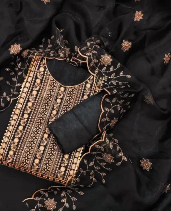 Embroidered Party Wear Dress Material (Multiple Colors) - Image 4