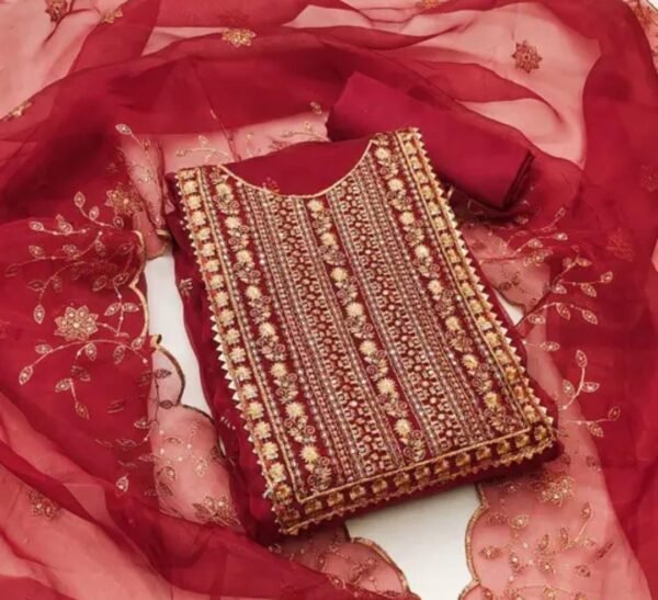 Embroidered Party Wear Dress Material (Multiple Colors) - Image 5