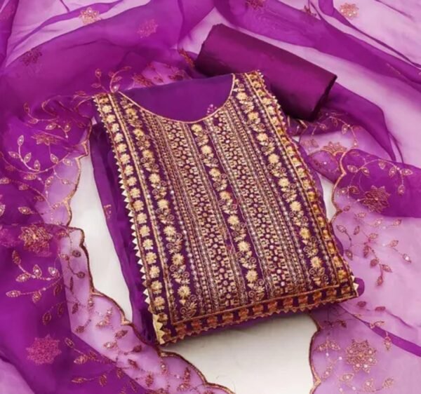 Embroidered Party Wear Dress Material (Multiple Colors) - Image 6