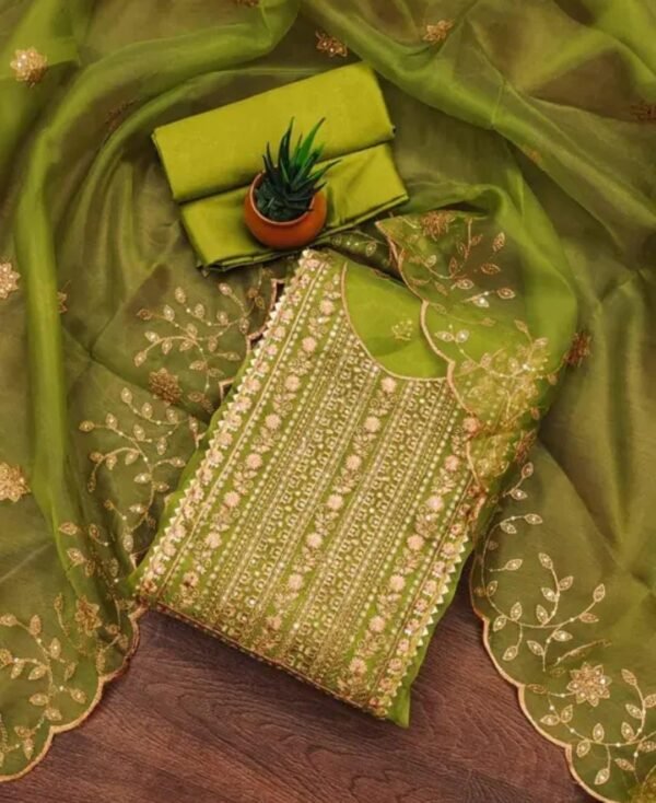 Embroidered Party Wear Dress Material (Multiple Colors)