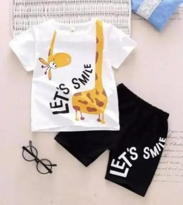Little Explorer's Delight: White & Black Kids Top and Bottom Set