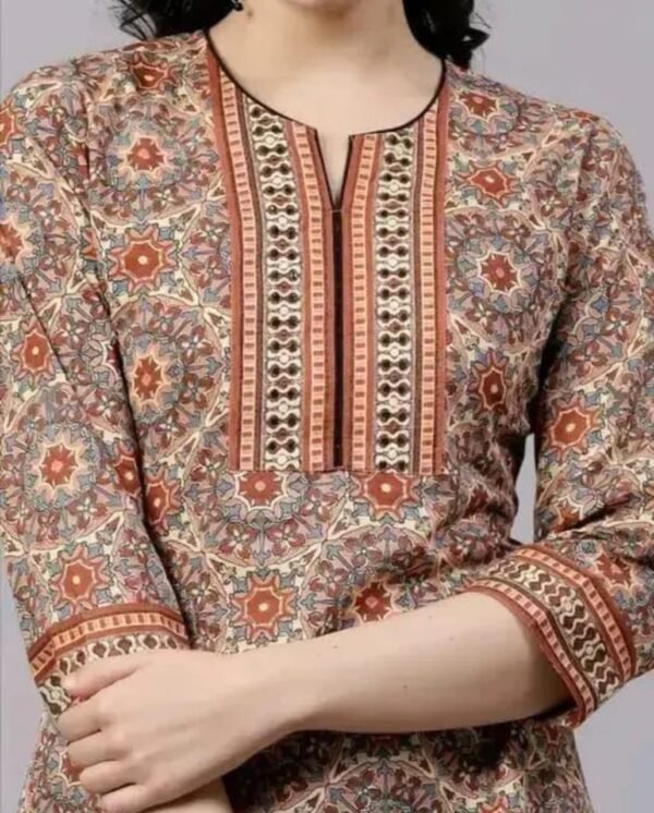 Elegant Brown Rayon Printed Short Kurti - Image 3