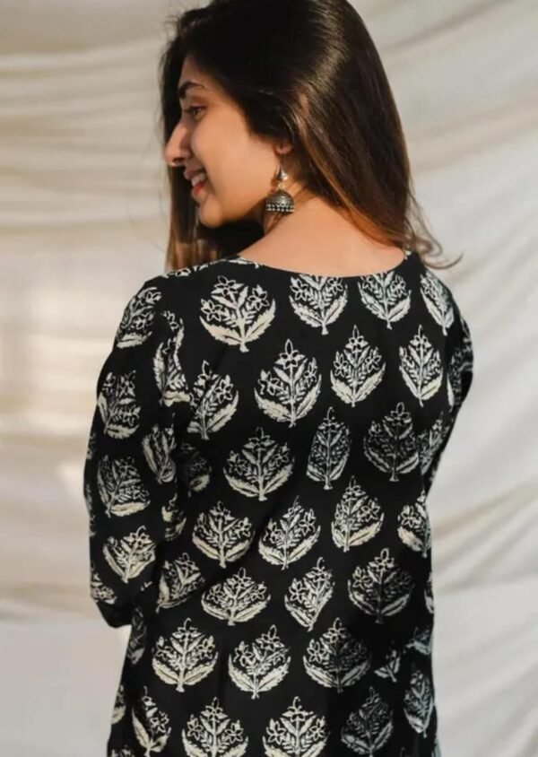 Elegant Black Rayon Printed Short Kurti - Image 4