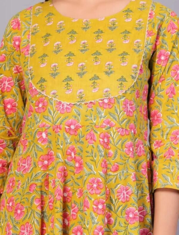 Elegant Yellow Rayon Anarkali Long Kurti - Image 4