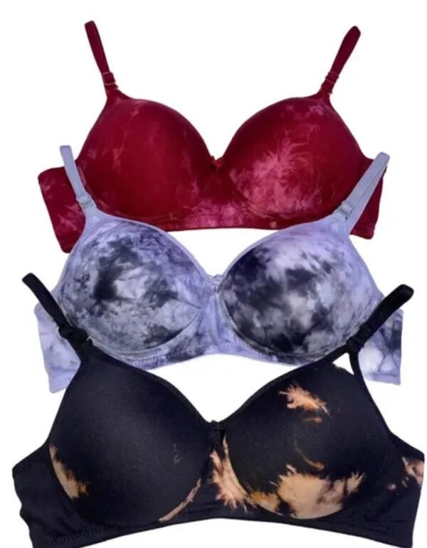 Main image showcasing the Pack of 3 Push-Up Padded Bras, made from a soft cotton blend fabric with padded cups and a seamless push-up design for a flattering silhouette.